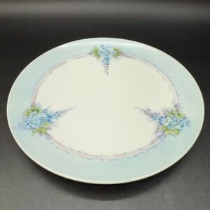 Antique Porcelain Plate JC Bavaria Hand Painted Floral Blue Pink Romantic Decor